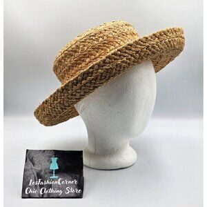 Helen Kaminski Women's Natural 100% Raffia Wide-Brim Sun Hat Handmade  3277